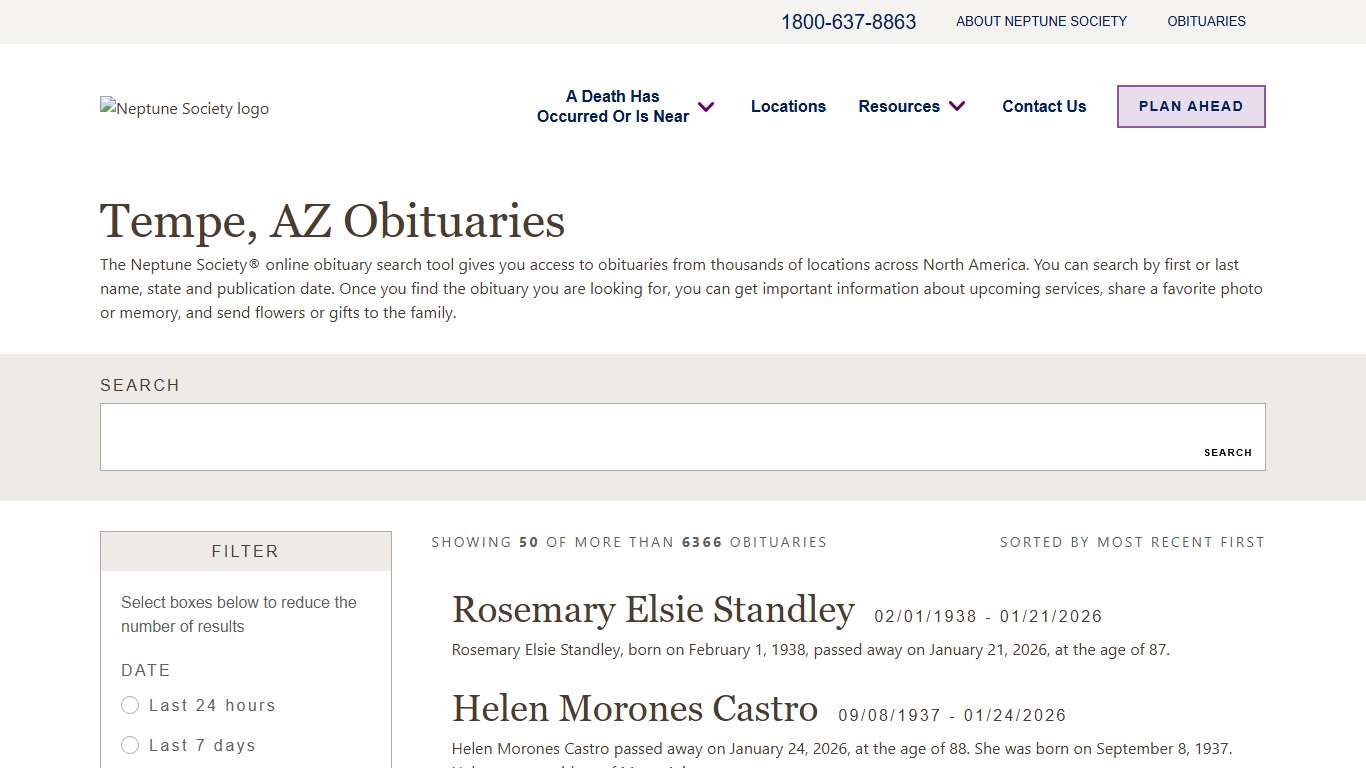 Tempe, AZ Obituaries Find Tempe Obituaries