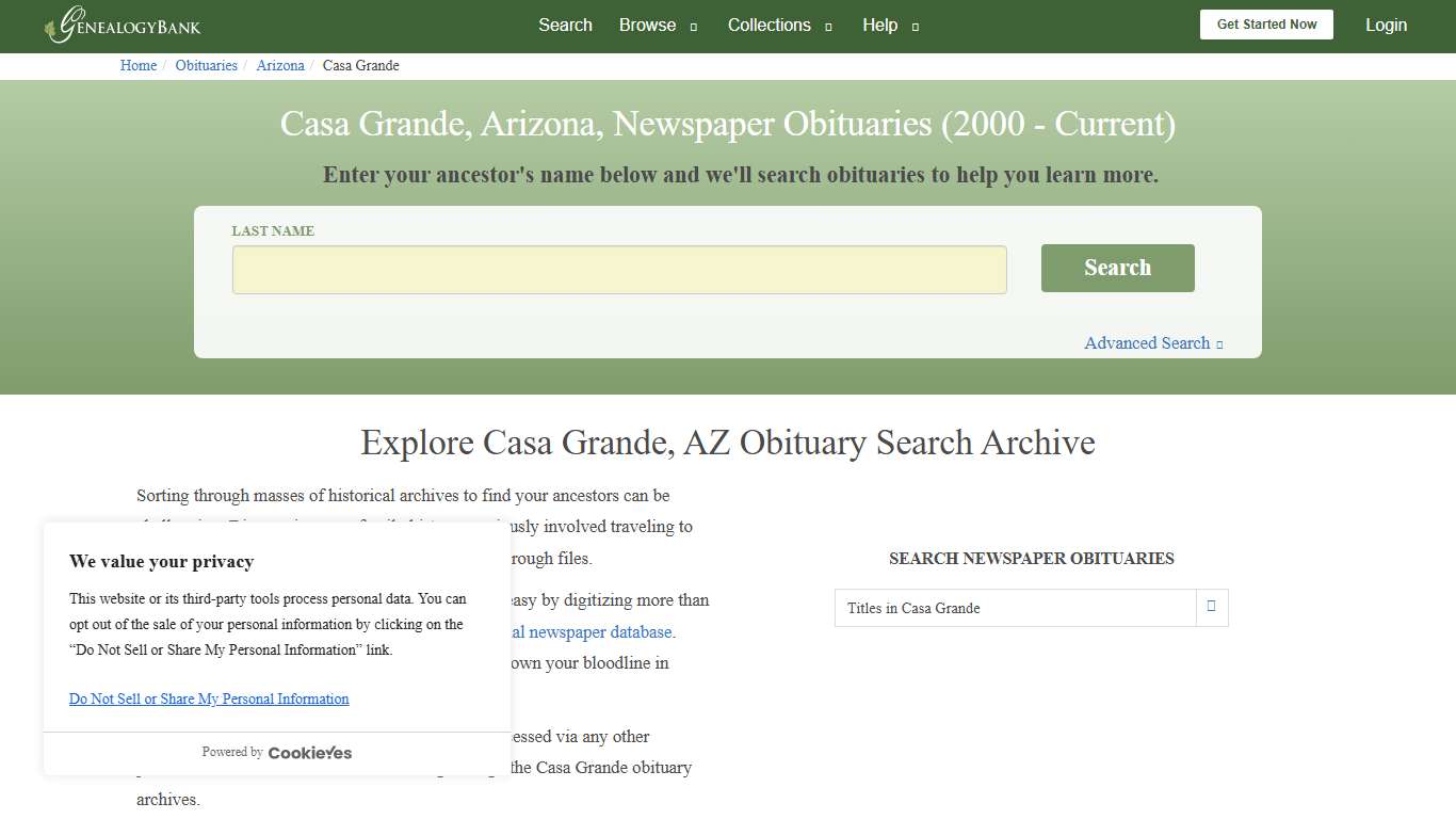 Casa Grande, Arizona Obituary Archive Search GenealogyBank