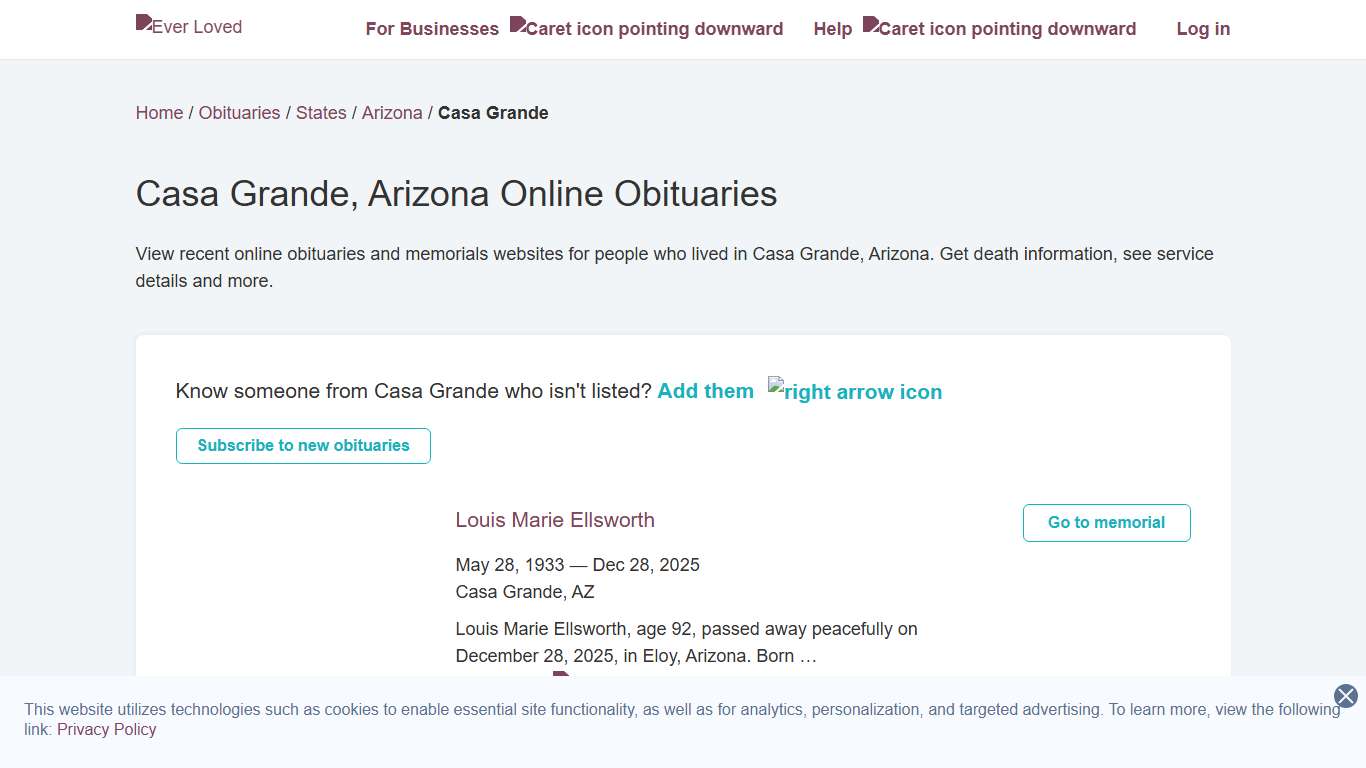Casa Grande, Arizona Online Obituaries Ever Loved
